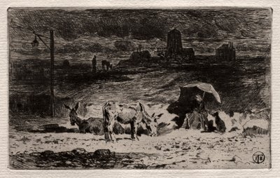 Los burros en la Colina de las Codornices, c. 1875 de Felix Hilaire Buhot