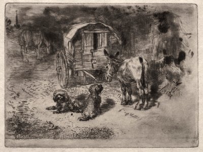 Los guardianes de la casa, o los amigos del saltimbanqui de Felix Hilaire Buhot