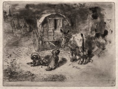 Los Guardianes de la Casa, o los Amigos del Saltimbanqui de Felix Hilaire Buhot