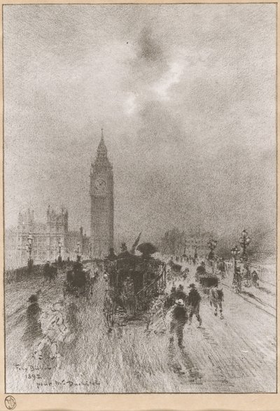 La torre del reloj Victoria, Londres de Felix Hilaire Buhot