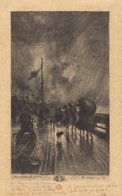 Un desembarco en Inglaterra, 1879 de Felix Hilaire Buhot