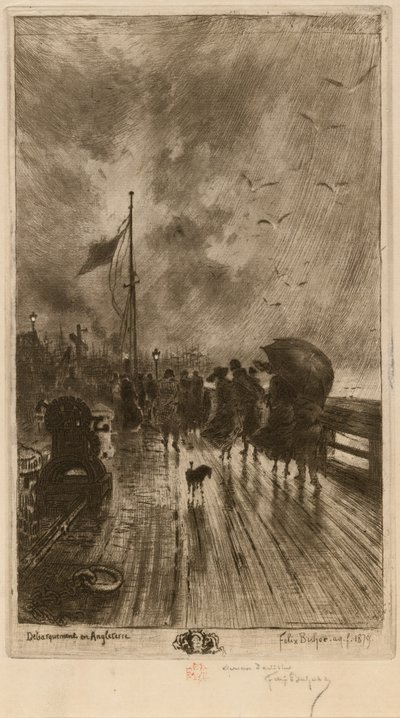 Un Desembarco en Inglaterra, 1879 de Felix Hilaire Buhot