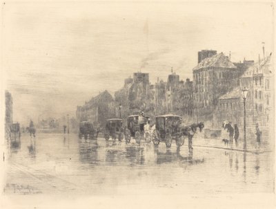 Mañana de invierno en el muelle del Hôtel-Dieu de Felix Hilaire Buhot