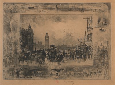 Puente de Westminster, o Torre de Westminster de Felix Hilaire Buhot