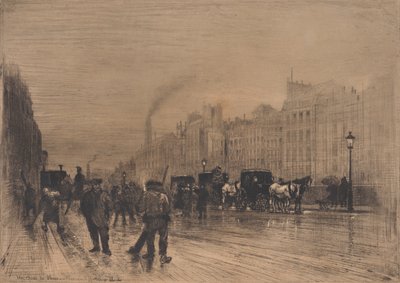 Mañana de invierno en el muelle, París, 1883 de Felix Hilaire Buhot