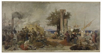 Boceto para la cúpula de la Bolsa de Comercio de París: La actividad comercial en Europa, hacia 1889 (óleo sobre lienzo) de Felix Hippolyte Lucas