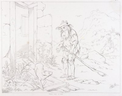 (Rip Van Winkle, ilustración) Rip regresa a su casa en ruinas de Felix Octavius Carr Darley
