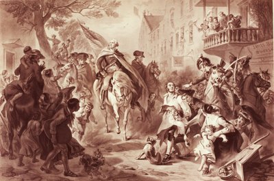 George Washington entrando en Nueva York en 1783, grabado por Alexander Hay Ritchie (1822-1895) de Felix Octavius Carr Darley