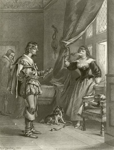 Las alegres comadres de Windsor. Acto III, Escena IV (grabado) de Felix Octavius Carr Darley