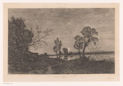 Paisaje con lago a la luz de la luna
Étang de Grand-Rue (Yonne) Clair de Lune (título en el objeto) de Felix Oudart