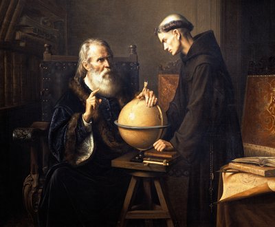 Retrato de Galileo Galilei explicando sus teorías en la Universidad de Padua de Félix Parra
