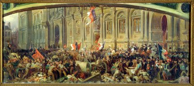 Alphonse de Lamartine (1790-1869) rechazando la bandera roja en el Hotel-de-Ville, París, 25 de febrero de 1848 de Felix Philippoteaux
