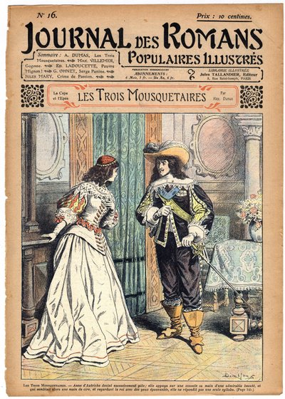 Novela en serie: “Los Tres Mosqueteros” de Alexandre Dumas (1802-1870). El rey Luis XIII (1601-1643) anuncia a la reina Ana de Austria (1601-1666) que tendrá que llevar los broches de diamantes para el baile organizado en el ayuntamiento. de Felix Philippoteaux
