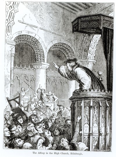 La Pelea en la Iglesia Alta, Edimburgo de Felix Philippoteaux