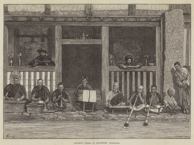 Sacerdotes budistas en Darjeeling, Himalayas de Felix Regamey