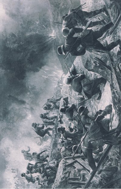Ataque, ilustración de Hindenburg publicada por Daterlandischer Derlag C U Weller Berlin de Felix Schwormstadt