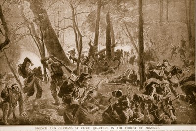 Franceses y alemanes en combate cercano en el bosque de Argonne, 1914-19 de Felix Schwormstadt