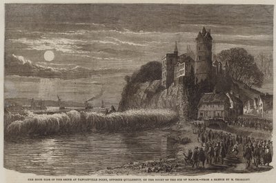 La marea alta en el Sena en Tancarville Point, frente a Quillebeuf, en la noche del 9 de marzo de Felix Thorigny