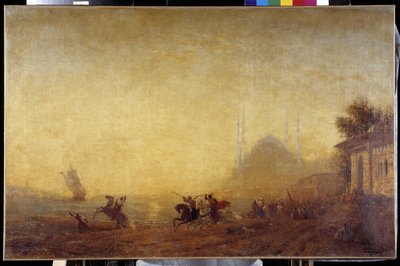 Fantasía en las orillas del Bósforo. Es visible la Basílica de Santa Sofía (Hagia Sophia o Haghia Sophia) de Félix Ziem