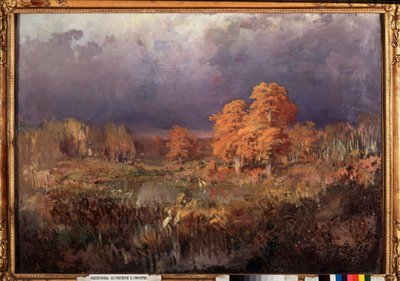 Pantano en el bosque, Otoño - Pintura de Fyodor Vasilyev (Feodor Alexandrovich, Fiodor Alexandrovitch Vasiliev (1850-1873), óleo sobre lienzo de Feodor Alexandrovich Vassiliev