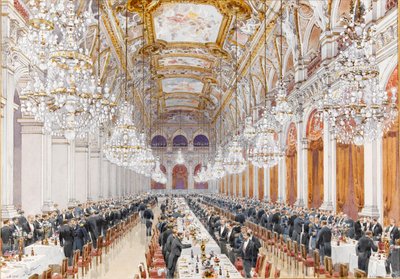 Banquete de oficiales navales rusos en el Ayuntamiento, 1893 de Feodor Hoffbauer