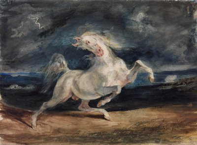 Caballo asustado por un rayo de Ferdinand Victor Eugene Delacroix