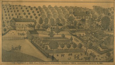 Propiedad de John P. y Catharina Schuring, Franklin Town, Condado de Allegheny, Pensilvania, 1883 de Ferdinand A. Brader
