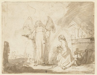 Agar y el ángel en el pozo en el camino a Shur de Ferdinand Bol