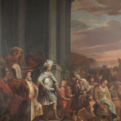 El rey Ciro entregando el tesoro saqueado del Templo de Jerusalén de Ferdinand Bol