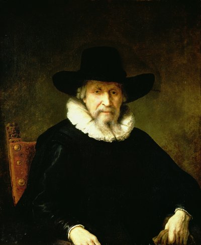 Retrato de un Caballero con gorguera y ropa oscura con sombrero de ala ancha de Ferdinand Bol