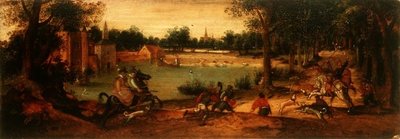 La Caza del Jabalí (una de un par de paisajes) de Ferdinand Bol