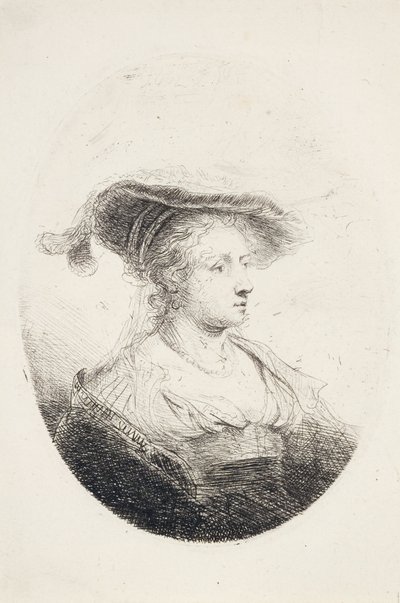 Joven Dama con Sombrero de Plumas, 1644 de Ferdinand Bol