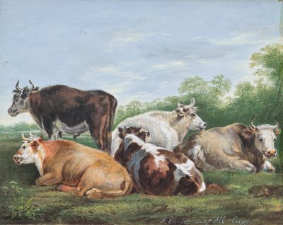 Vacas en un pasto de Ferdinand Ehricht der Jüngere