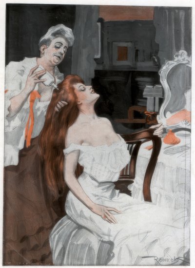 Mujer arreglándose el cabello, finales del siglo XIX-principios del siglo XX de Ferdinand Freih van Reznicek