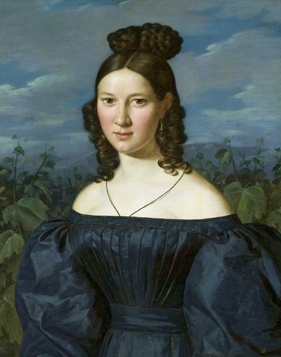 Polaco:  Portret młodej dziewczyny Retrato de una mujer joven. de Ferdinand Georg Waldmuller