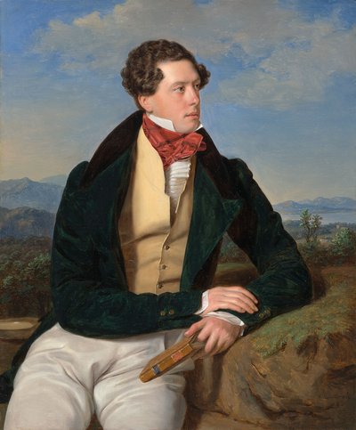 El actor Maximilian Korn en un paisaje de Ferdinand Georg Waldmüller