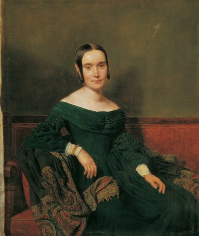 Dama con vestido bermellón de Ferdinand Georg Waldmuller
