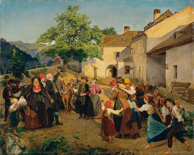 La despedida de la novia en casa de sus padres - Höldrichsmühle de Ferdinand Georg Waldmuller