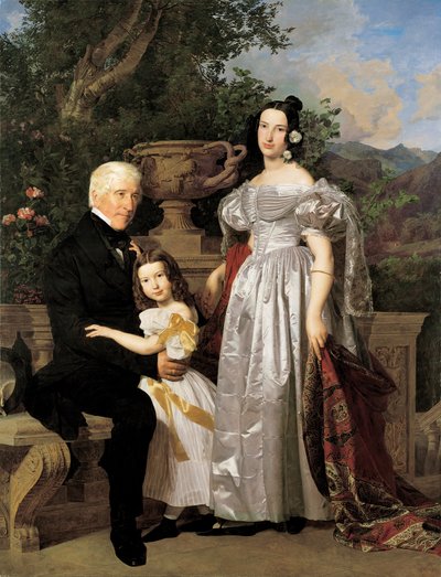 El consejero principesco de Esterházy, Mathias Kerzmann, con su segunda esposa Maria Helena, de soltera Mikolischütz, y su hija Maria de Ferdinand Georg Waldmuller