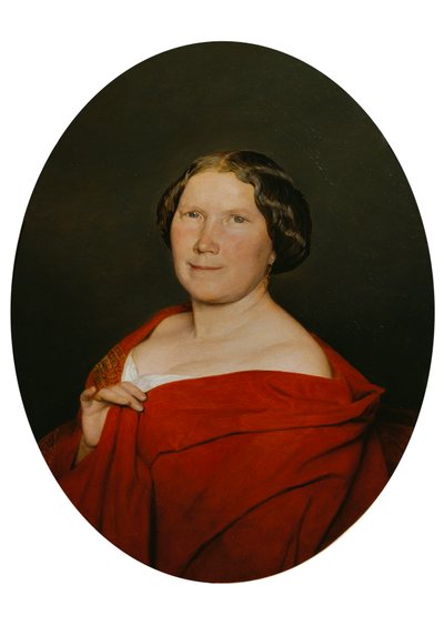 Mujer con capa color salmón de Ferdinand Georg Waldmuller