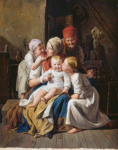 Alegrías de la abuela. 1852 de Ferdinand Georg Waldmuller