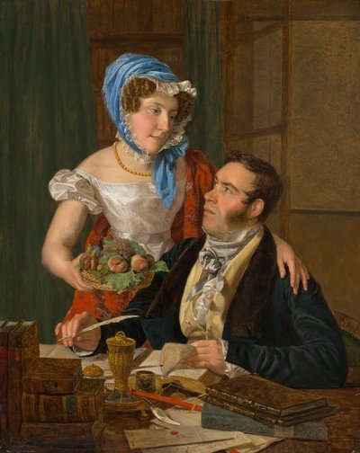 El cartógrafo profesor Josef Jüttner y su esposa, 1824 de Ferdinand Georg Waldmuller