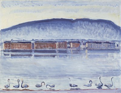Lago de Ginebra con Mont Salève y cisnes de Ferdinand Hodler