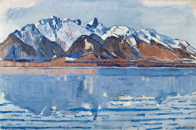 Lago Thun con la cordillera de Stockhorn, c. 1913 de Ferdinand Hodler