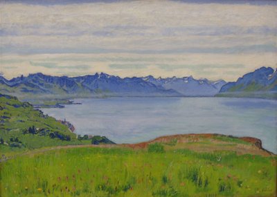 Paisaje en el lago Lemán con vista hacia el Valais de Ferdinand Hodler