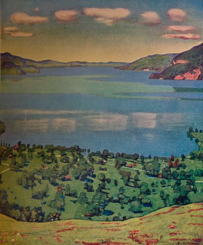 El Lago de Thun, desde Leissigen, c1910 de Ferdinand Hodler