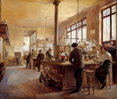 El laboratorio municipal tiene la prefectura de policía boulevard du palace. Pintura de Ferdinand Joseph Gueldry (1858-1945) de Ferdinand Joseph Gueldry