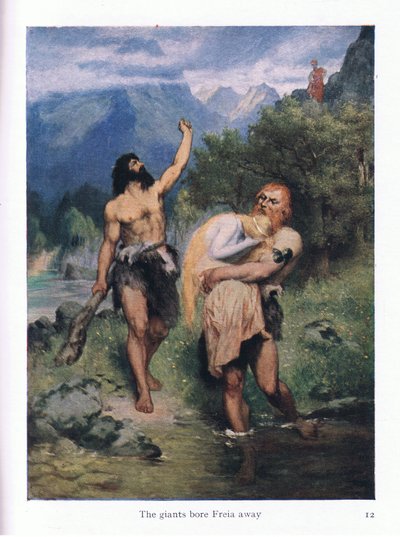 Los gigantes se llevaron a Freia, ilustración de Las historias de las óperas de Wagner, pub. por George Harrap & Co Ltd 1932 de Ferdinand Lecke