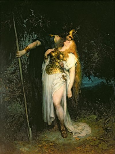 Wotan despidiéndose de Brunilda, 1908 de Ferdinand Leeke