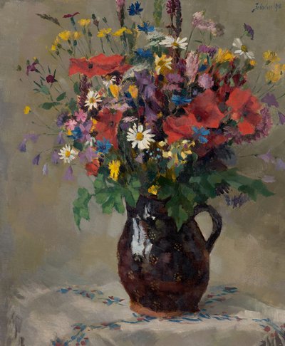 Prado de flores en jarra de Ferdinand Matthias Zerlacher